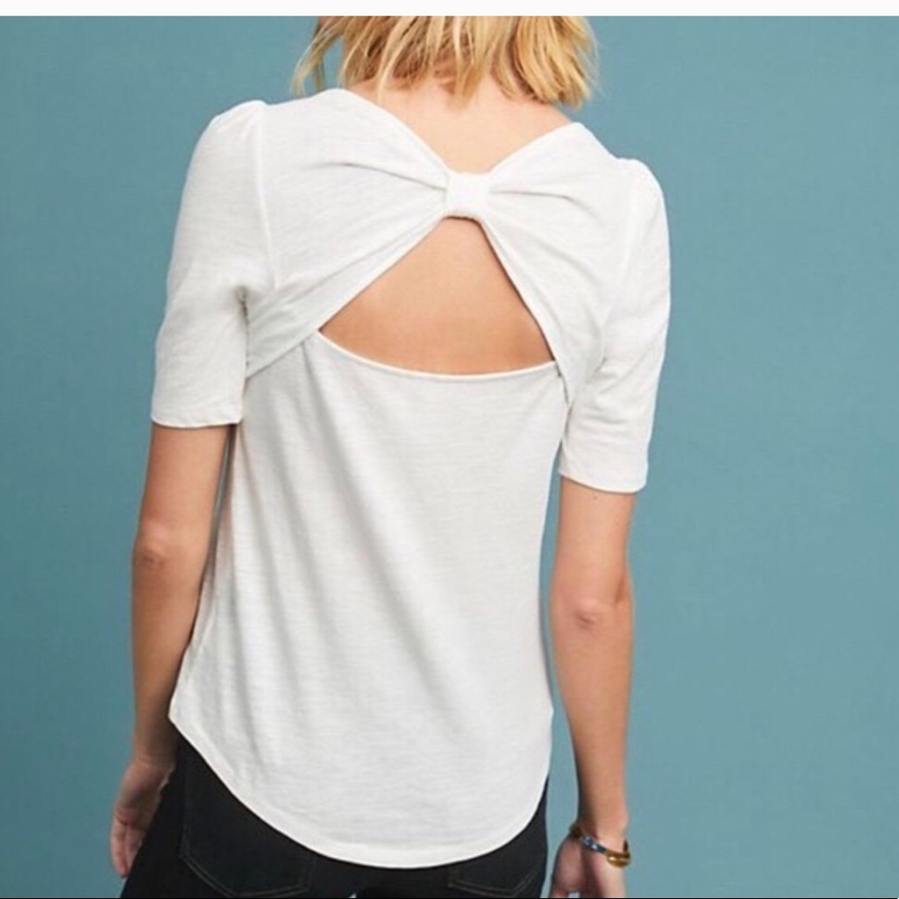 Anthropologie Knot Back Tee White M